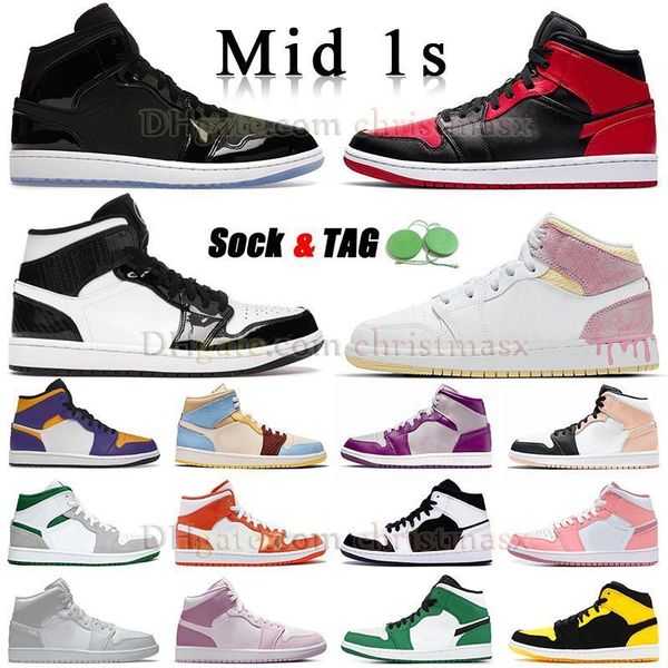 

basketball shoes jumpman 1 mid 1s carbon fiber se space jam digital pink banned mens womens desigenr sneakers taxi diamond aritic pink outdo