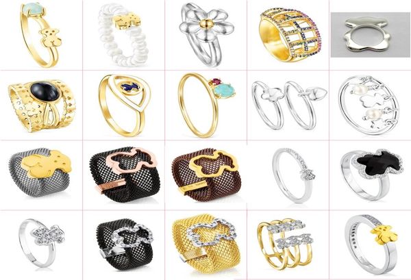 

2021 new style 925 sterling silver fashion classic bear youth trend highend personality ladies ring party original jewelry factor4789346