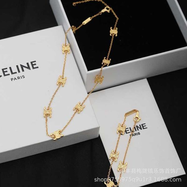 

ce arc de triomphe gold necklace for women with light luxury and small design high sense collar neckchain, Silver