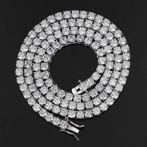 

hip hop jewelry tennis copper set zircon personalized men's necklace accessories, Silver