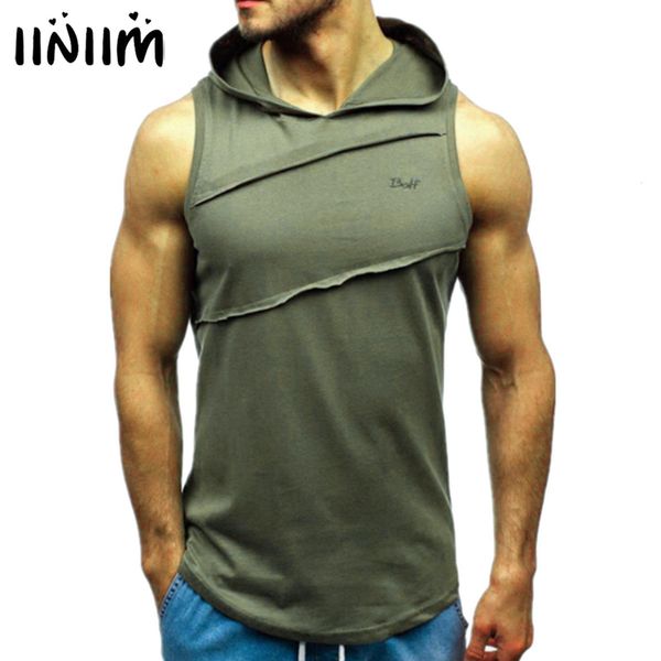 

men' tank mens casual hooded tank gym fitness workout vest sleeveless hoodie sport bodybuilding muscle t-shirt gym fitness clothes 23, White;black