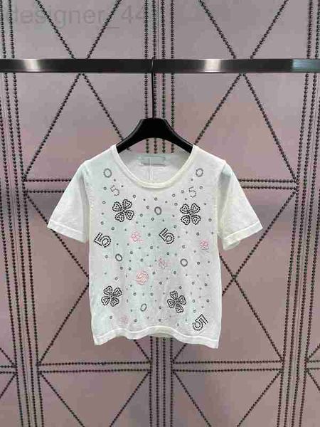 

women's sweaters designer 2023 designer summer sequin pattern knitting ladies fashion short sleeve casual o-neck women pullojumper mig8, White;black