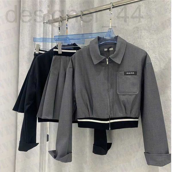 

two piece dress designer designer women jackets sets fashion short style cool girl pleated skirts vvu3, White