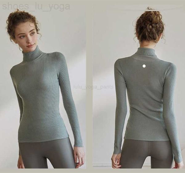 

lu women yoga sweater high collar bottoming shirt autumn winter wool long sleeve inner wear fitness wear