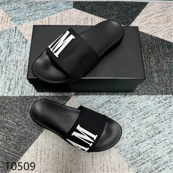 

casual shoes mule men women slide sandals designer luxury beach summer fashion wide flat slippery thick slipper flip flops, Black