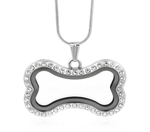 

silver magnetic glass floating charm locket quotbonequotrhainstone chains included for lsfl03918555336