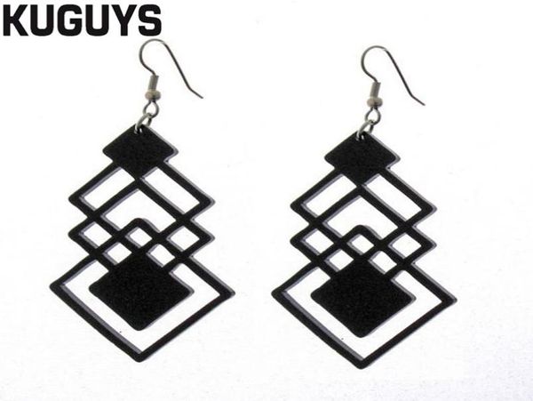 

kuguys trendy jewelry balck geometric dangle earrings for womens fashion acrylic hyperbole hiphop large drop earrings8946203, Silver