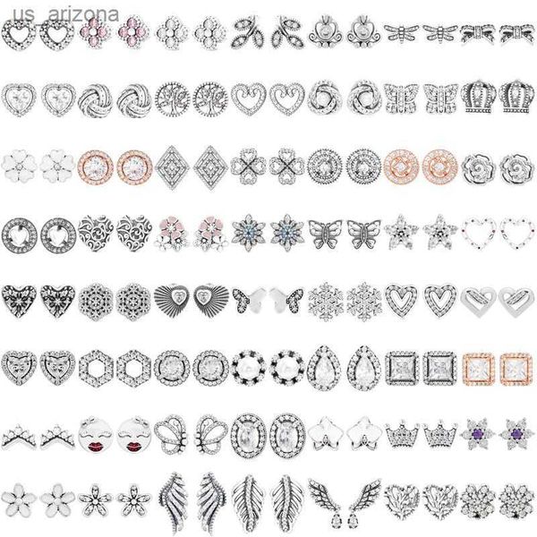 

925 sterling silver majestic feathers leaves snowflake allure clover petals of love earring fit original europe jewelry gift l230620, Golden;silver