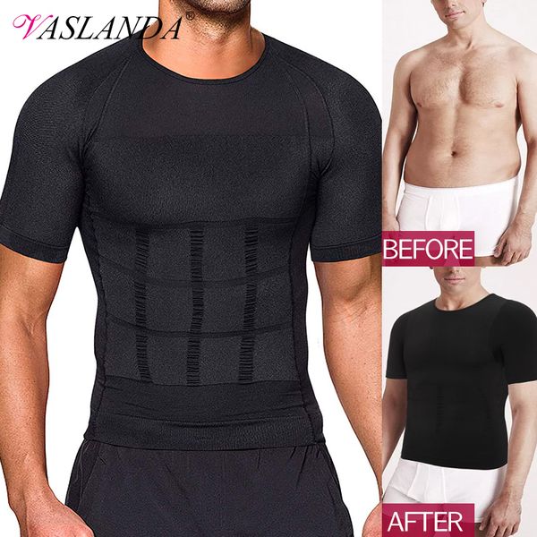 

men's body shapers men body shaper slimming t shirt compression shirts gynecomastia undershirt waist trainer muscle tank weight loss s, Black;brown