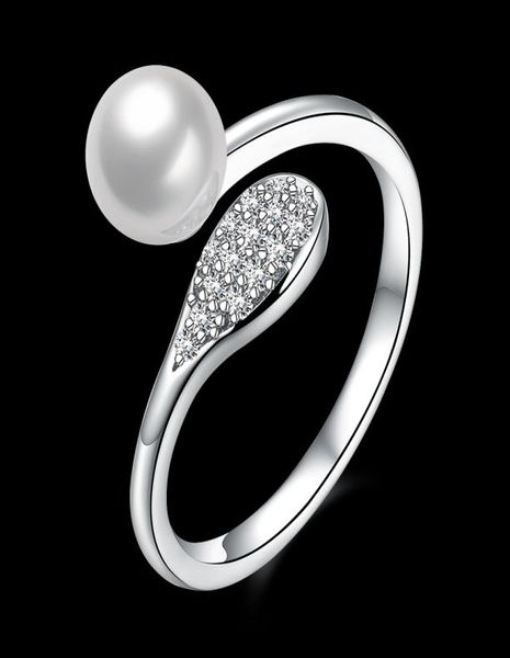 

water drop shape 925 sterling silver rings pearl charm jewelry open ring exquisite workmanship simple generous style b112011488, Golden;silver