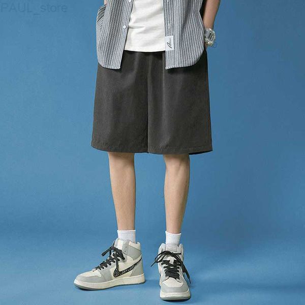 

men's single road mens 2021 summer solid short harajuku hip hop japanese streetwear male pants black casual shorts for men x0705 l23070, White;black