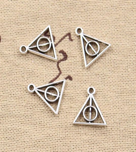 

300pcs charms deathly hallows 1312mm antique making pendant fitvintage tibetan silverdiy bracelet necklace5304536, Bronze;silver
