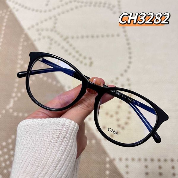 

Fashion CH top sunglasses New CH3282 Plain Face Glasses Flat Mirror Round Frame Dark Women's Net Red Eye with original box Correct version high quality