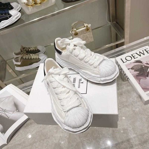 

maison mihara yasuhiro sail electric embroidery dissolved shoes mmy men's and women's thick sole elevated casual shoes, Black