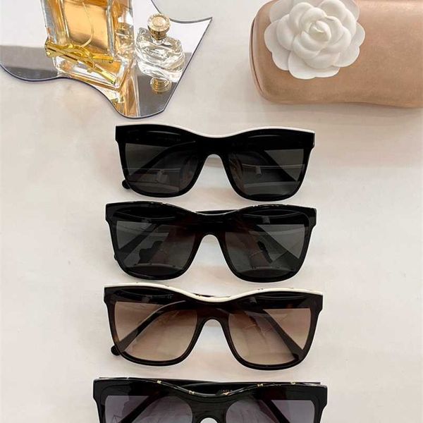 

2023 new small fragrant letter plate frame women's box sunglasses, White;black