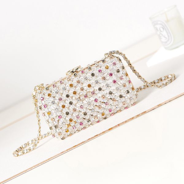 

designer shoulder bag pearls evening bag 17cm luxury crossbody bag high imitation chain bag with box zc136