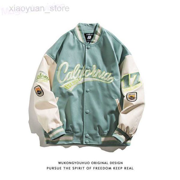 

men's jackets baseball uniform pu leather new men's spring and autumn loose jacket men's street embroidery casual jacket hkd2, Black;brown