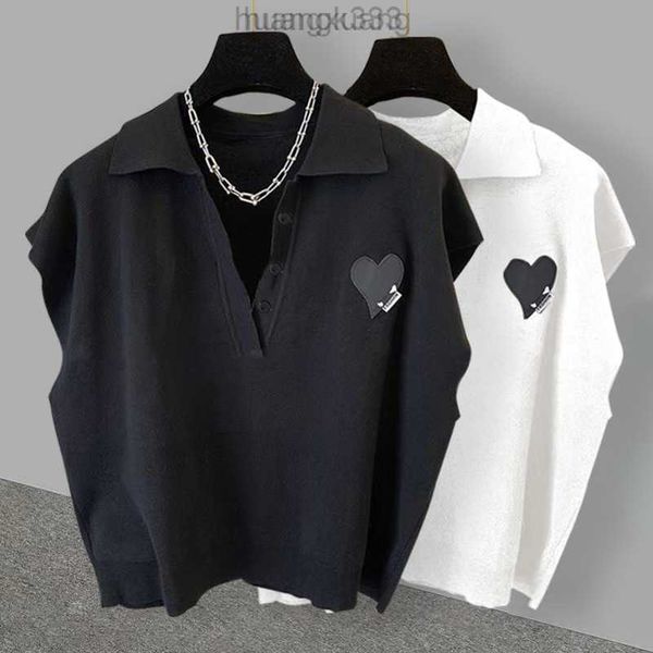 

stussys trendy love label design feeling polo collar sleeveless t-shirt summer ins fashion versatile tank for men and women loose fit, White;black