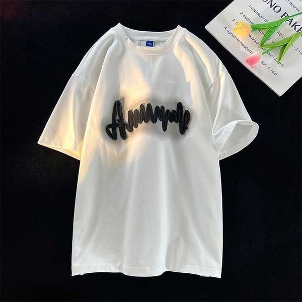 

designershort sleeved t-shirt for men, summer quarter sleeved clothes, trendy brand, loose fitting short sleeved t-shirt for men, bottom lay, White;black