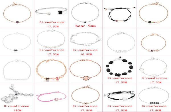 

2021 100 925 sterling silver classic cute bear bracelet fashion ladies jewelry factory whole2219767, Golden;silver