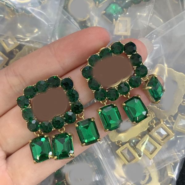 

Retro Crystal Enamel Pearl Letter Ear Stud Earrings Luxury Brand Designer Fashion Women Copper Silver Lovers Jewelry Accessories Wedding Party Gift High Quality