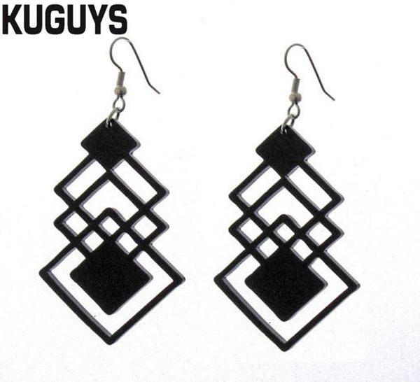 

kuguys trendy jewelry balck geometric dangle earrings for womens fashion acrylic hyperbole hiphop large drop earrings7551584, Silver