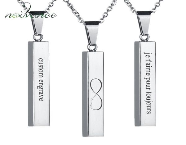 

nextvance custom square strip pendant necklace engraved name bar necklace for women men personalized gift geometric jewelry4742009, Silver