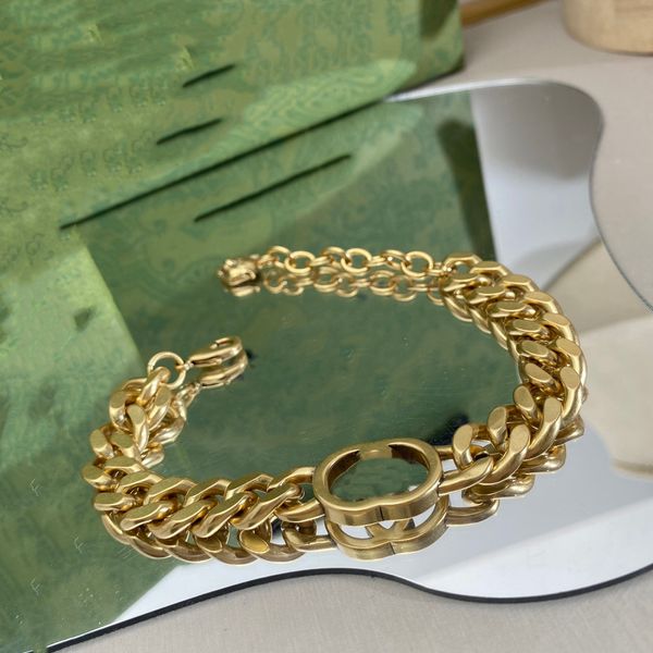 

retro luxury designer charm bracelets brand letter ggity bracelet chain women man gold wristband link chain couple jewerlry accessories 4762, Golden;silver