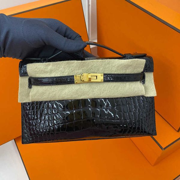 

designer hemrres tote bag new crocodile pattern first generation kelys cowhide women's large capacity handbag mini one shoulder oblique