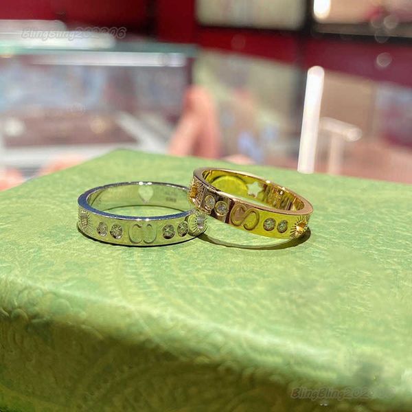 

designer ring luxury rings for women gold ring mens rings love ring hollow rings with diamonds star engagement rings couples birthday gifts, Silver
