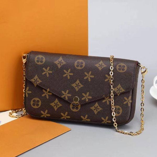 

m61276 multi felicie louvise clutch bags cross body pochette chain genuine leather women messenger travel three bags in one purse envelope b