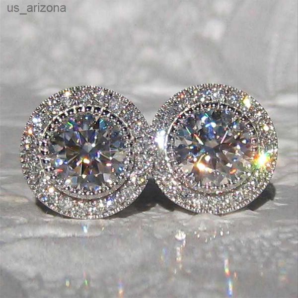 

luxury silver color inlaid zircon stud earrings for women fashion geometric earrings bridal wedding engagement anniversary gift l230620, Golden;silver