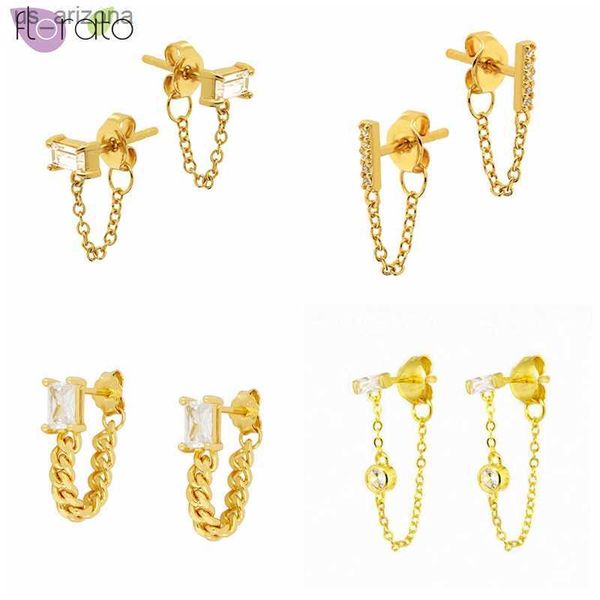 

bohemian style earrings 925 silver needle crystal stud earrings for women exquisite chain earrings fashion party jewelry gift l230620, Golden;silver