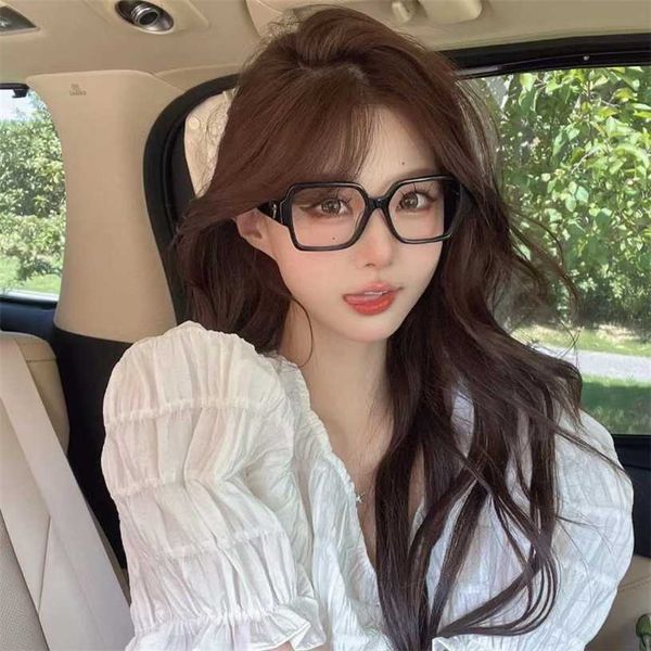 

sunglasses 2023 new grandma tiktok japanese and korean ins sunglasses women fashion versatile plain eyeglasses frame ch3438-s-a, White;black