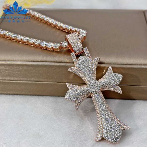 

wholesales 925 sterling silver iced out big cross pendant mens women gothic charm full moissanite hip hop cross bling pendant