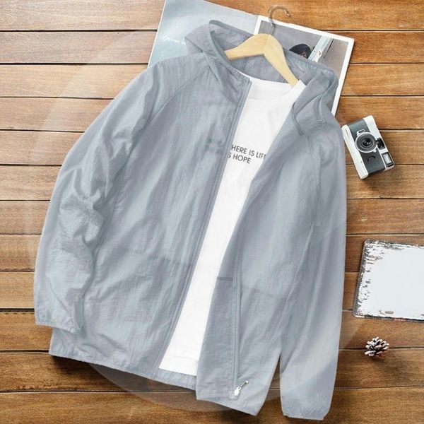 

men's jackets men sunscreen coat thin zipper closure solid color summer outdoor sports sun protection hooded jacket daily wear 230710, Black;brown