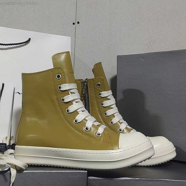 

high rick men's causal shoes ro owens yellow sheepskin with women's sneakers, Black
