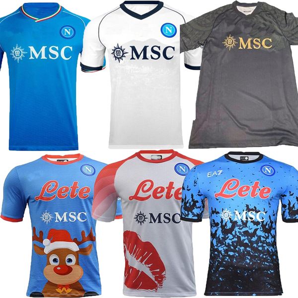 

23 24 maglia napoli soccer jerseys 2023 2024 kids kit naples home men football shirt h.lozano kvaratskhelia simeone special fouth maradona o, Black;yellow