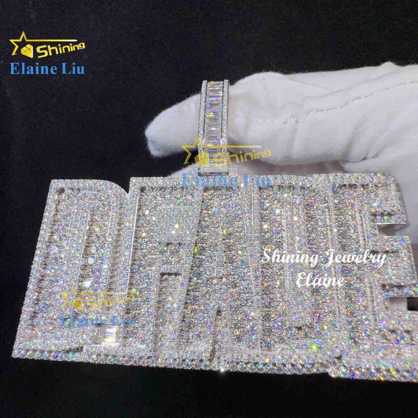 

iced out luxury fashion jewelry 925 sterling silver vvs moissanite letter pendant