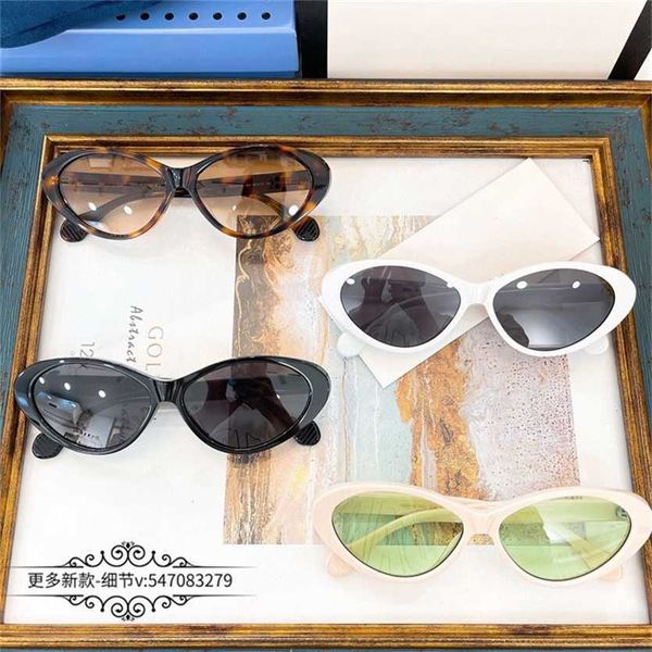 

2023 new family narrow frame women's ins network red same personalized cat eye plate fashion sunglasses gg1377, White;black