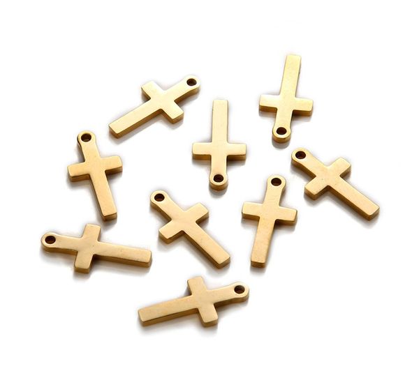 

50pcslot 917mm gold silver color stainless steel peace cross charms pendants jewelry making diy charm crafts handmade8190994, Bronze;silver