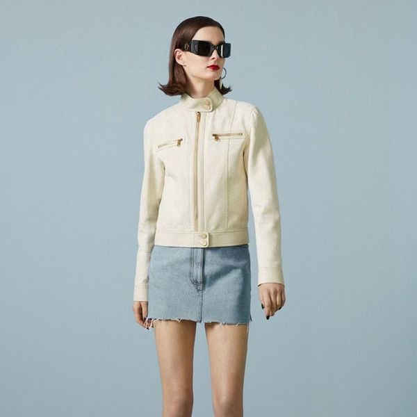 

women's two piece pants short skirt casual suits designers double letters g jackets coats for women long sleeve zipper jacket cool girl, White