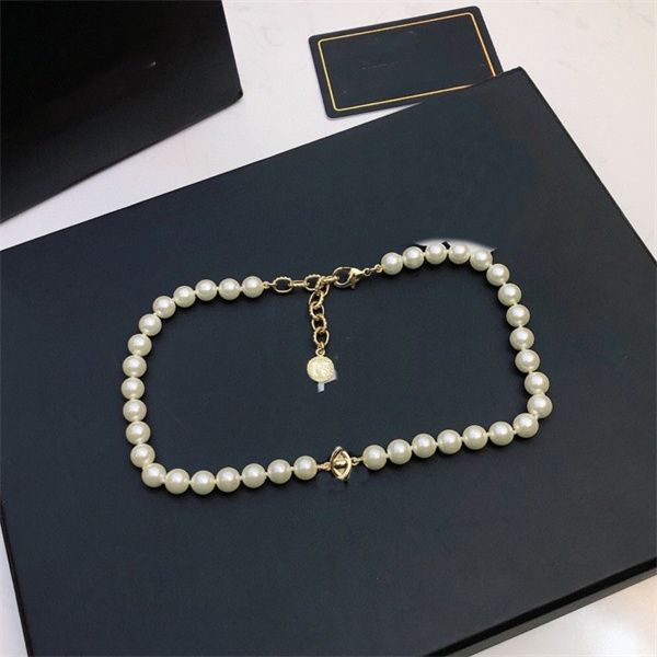 

luxury brand designer double letter ccity heart pendant necklaces gold crystal pearl sweater necklace for women wedding party choker jewelr, Silver
