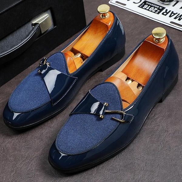 

plus size 38-46 brown blue black casual shoes for men fashion slip on gentlemen formal flats