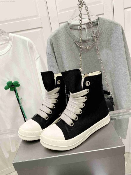 

luxury 2023 rick designer ro boots shoes owens seak mini snow canvas high breathable black lace up light shoes fashion genuine autumn size 3