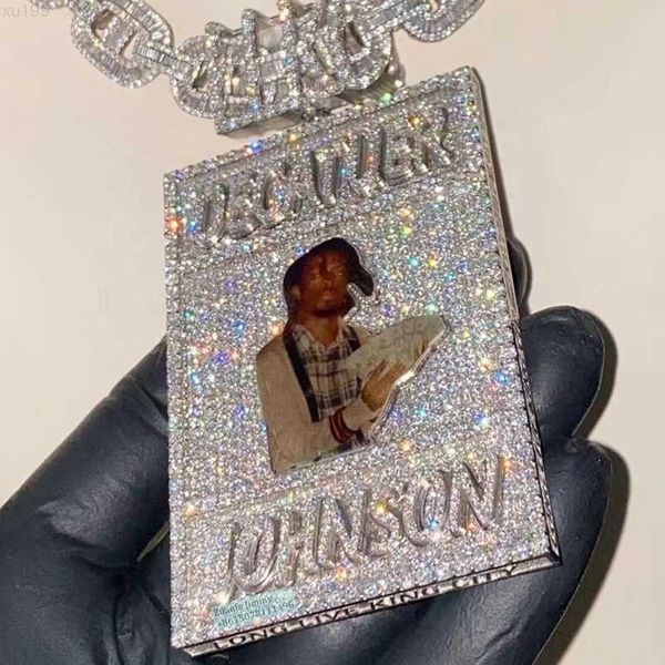 

iced out pass diamond tester luxury jewelry full with vvs1 moissanite diamond frame pendant p pendant, Silver