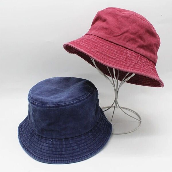 

stingy brim hats fisherman hat vintage denim bucket outdoor men women washed cotton panama fashion hip hop gorros bob sun 230710, Blue;gray