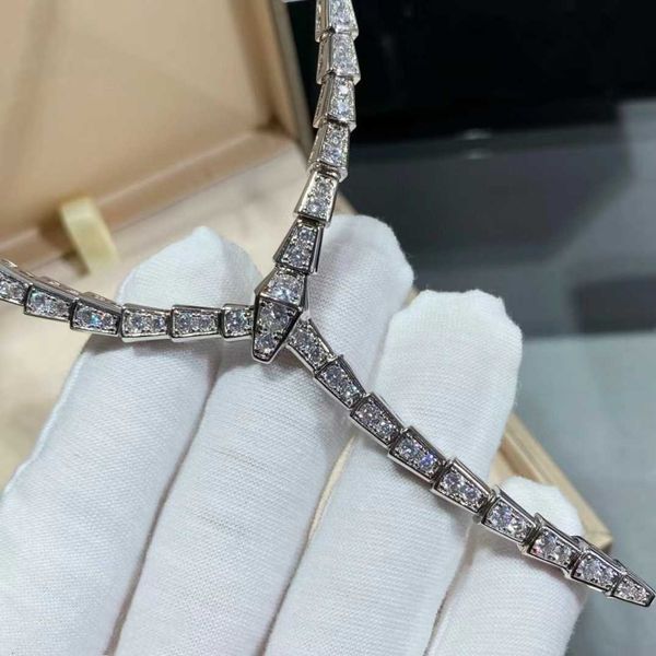 

minimal fashionable evening necklace with micro inlay of zircon short and fine version snake collar, Silver
