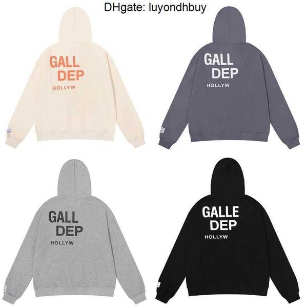 

designer american mens galleryes streetwear dept hoodies sweater fashion multicolor basic double cotton womens loose long sleeve printed ha, Black