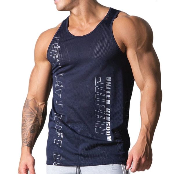 

men' tank mesh quick dry tank men gym fitness bodybuilding training sleeveless shirt male summer casual stringer singlet vest clothin, White;black